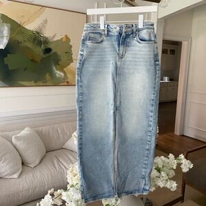 NWT Denim Midi Skirt with Front Slit